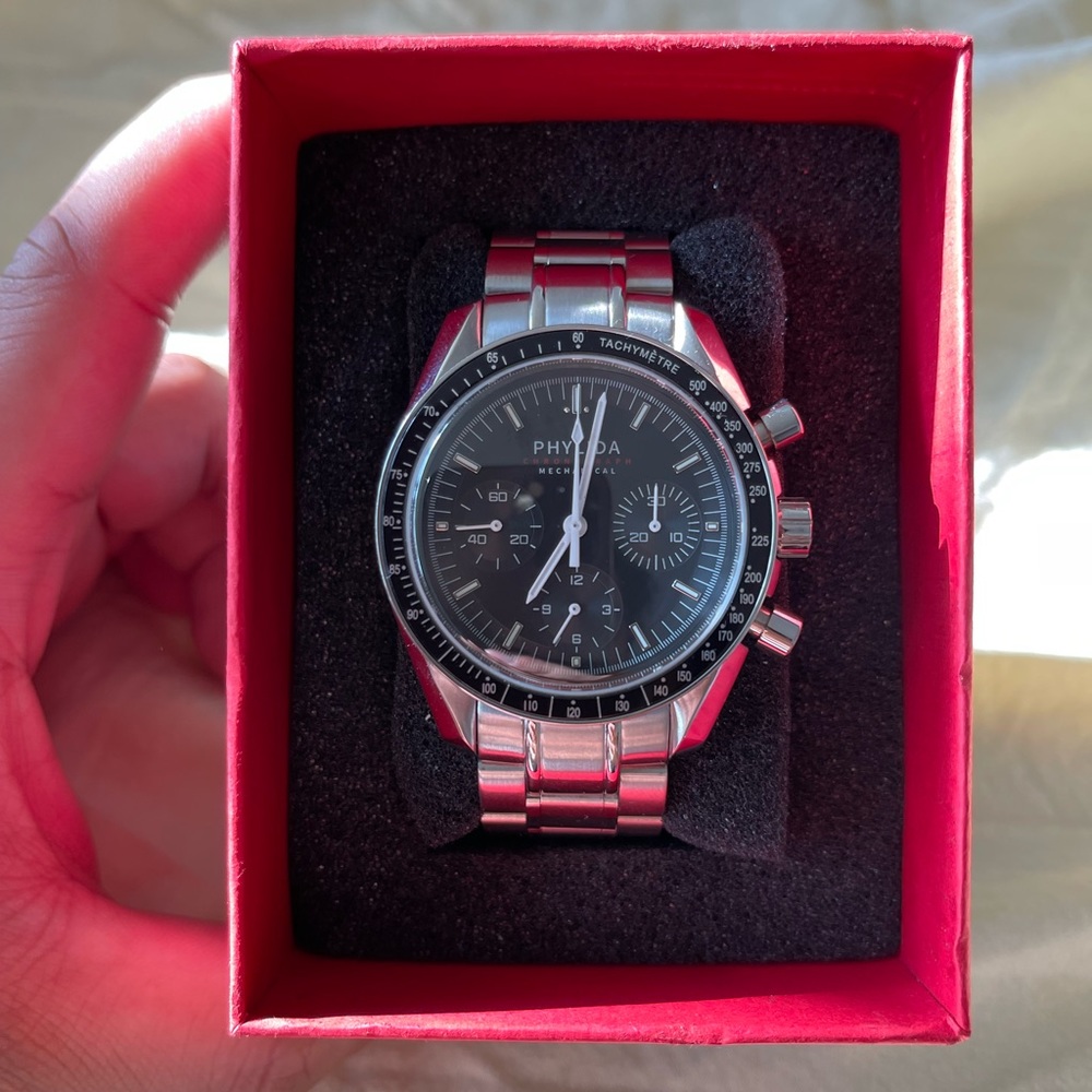 Phylida mens 40mm Chrono Speedmaster Homage Watch